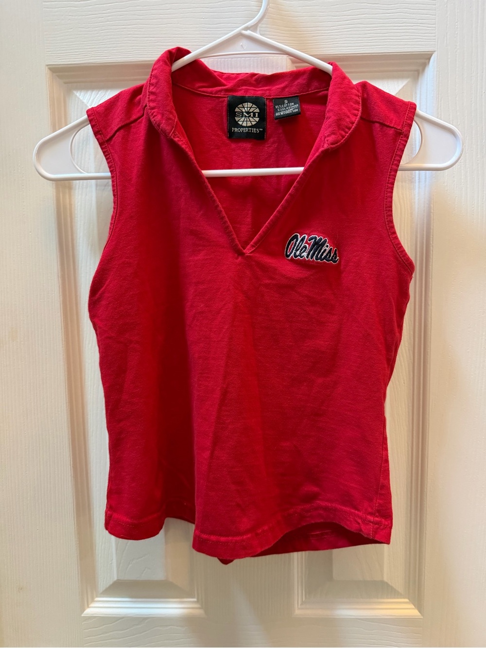Ole Miss Red Sleeveless Polo Tank